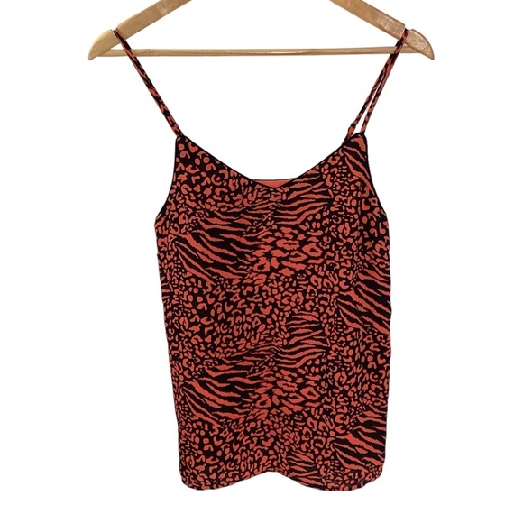 Orange Black Animal Print Silky Tank Top Women’s Size XS - Picture 1 of 16